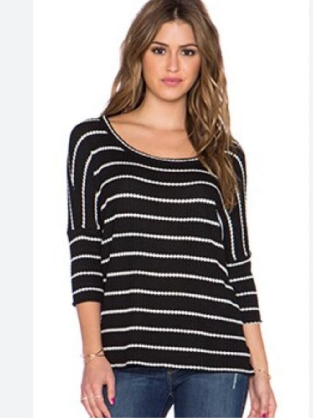 Chaser thermal striped black and white top NWT